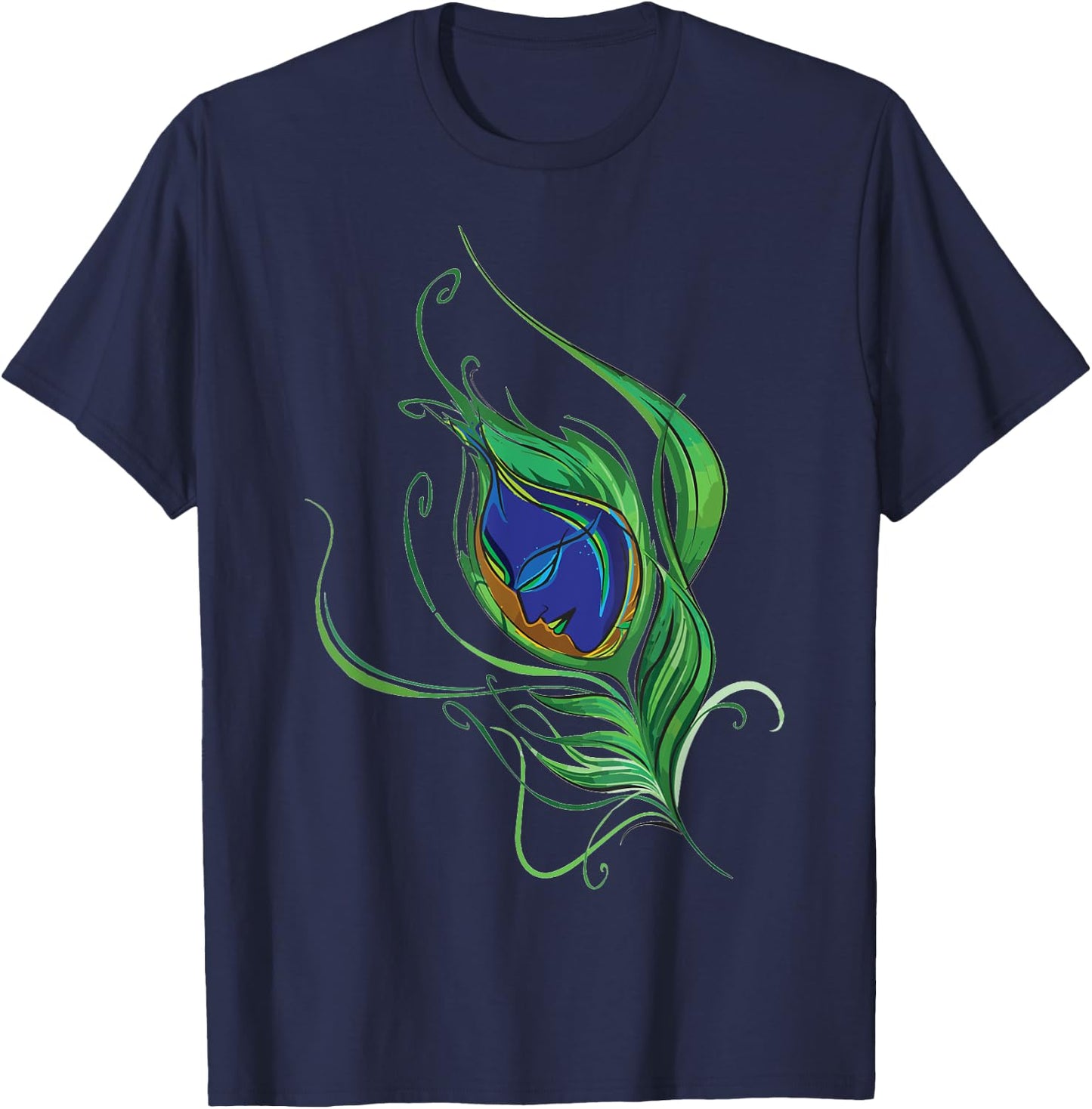 Artistic Peacock Feather Lord Krishna . T-Shirt - T-Shirt | Navy
