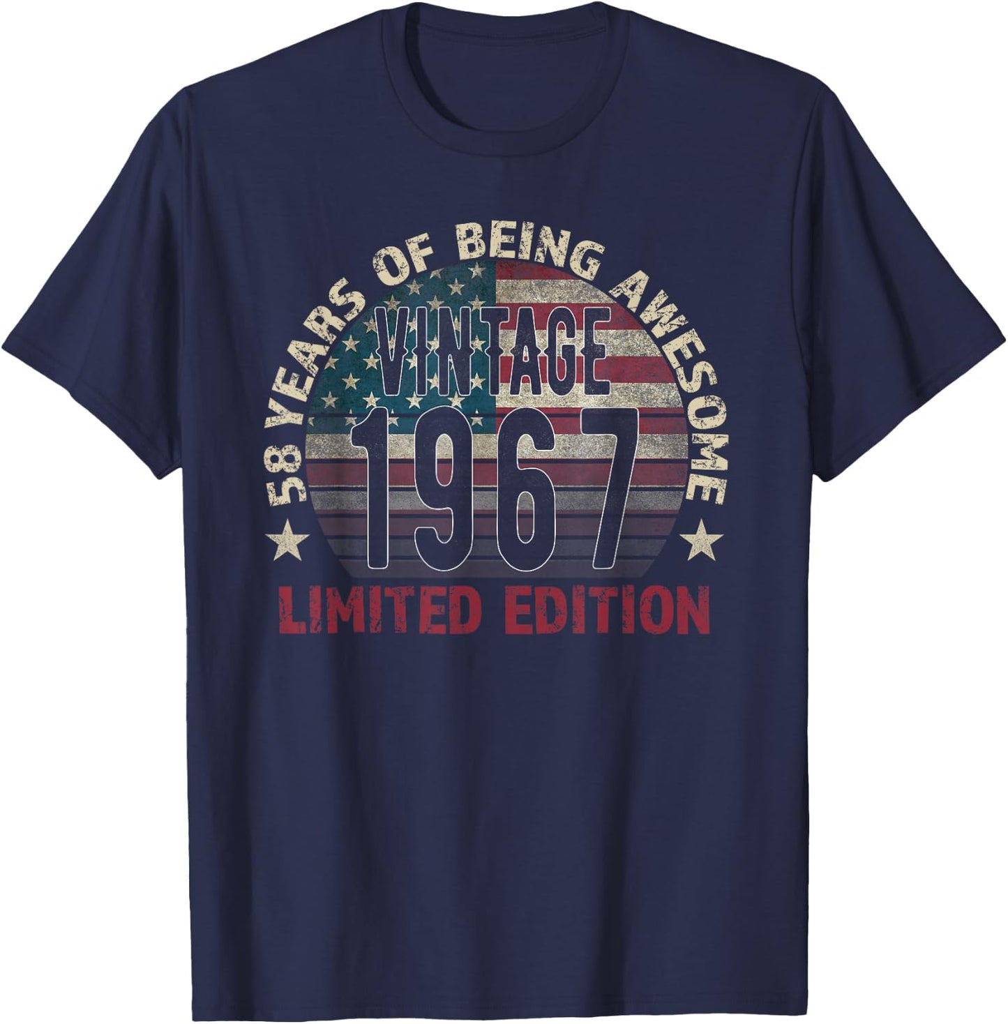 58th Birthday Gift men Vintage born 1967 turning 58 Year Old T-Shirt - T-Shirt | Navy