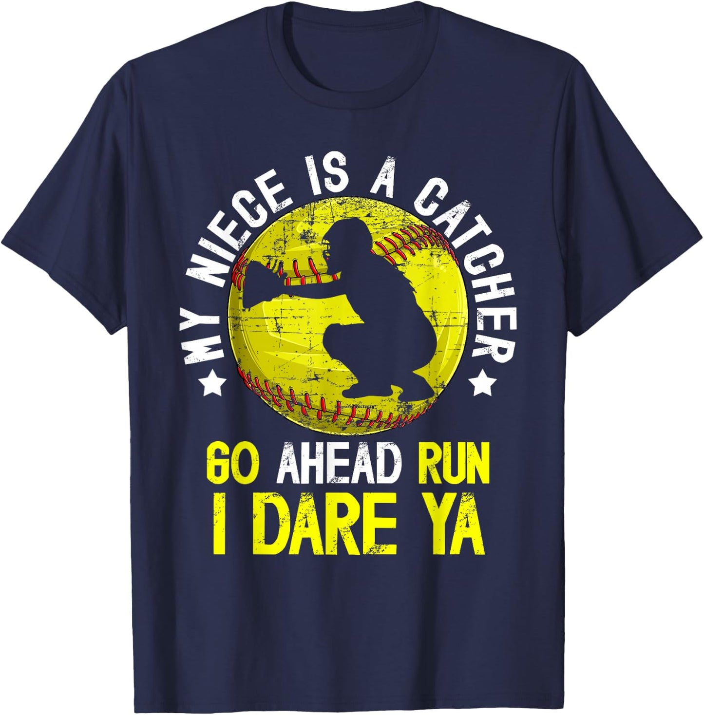 My Niece is A Softball Catcher Aunt Softball Catcher Auntie T-Shirt - T-Shirt | Navy