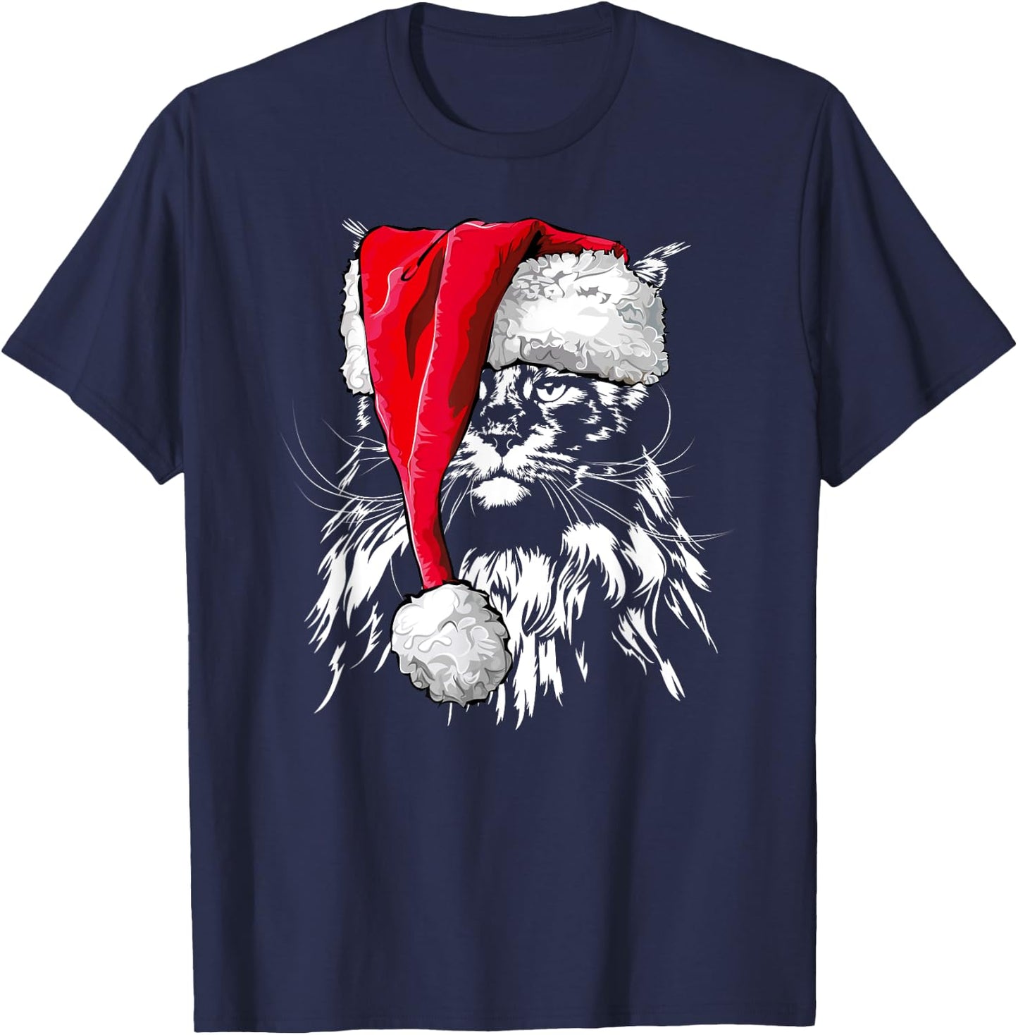 Funny Maine Coon Santa Christmas cat mom gift present Men Women Kids T-Shirt - T-Shirt | Navy