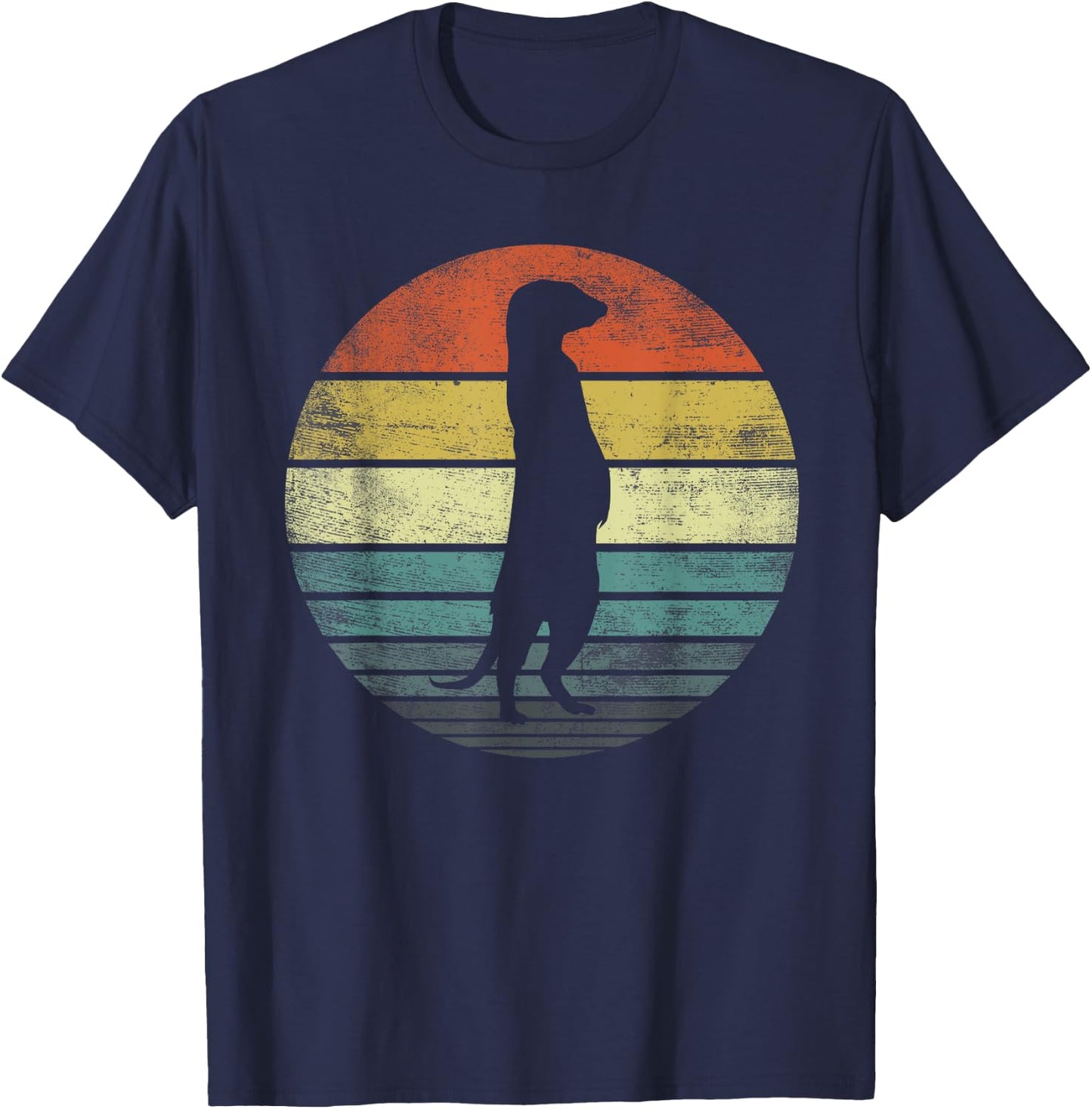Meerkat Lover Gift Funny Retro Vintage Zoo Animal Silhouette T-Shirt - T-Shirt | Navy