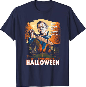 Halloween Mike Myers Haddonfield Illustration Horror Movie T-Shirt - T-Shirt | Navy