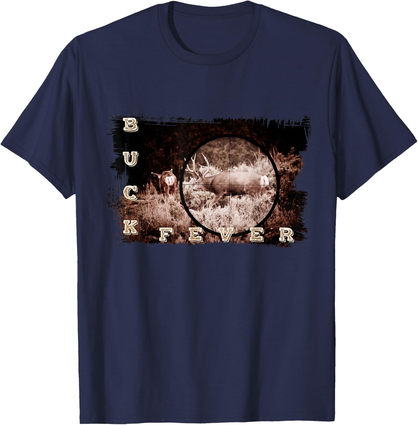 Buck Fever Rifle Hunters Mule Deer - Hunt Fever T-Shirt - T-Shirt | Navy