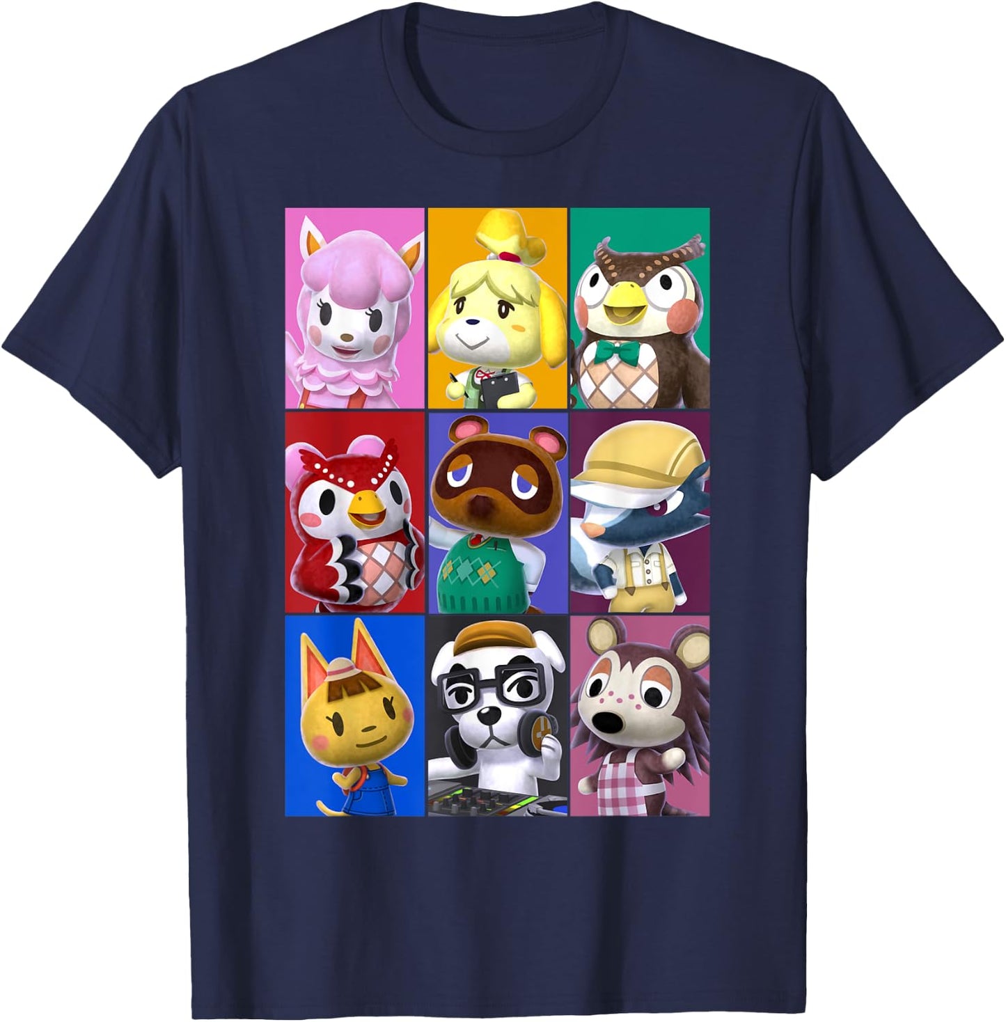 Animal Crossing Towns Folk Yearbook Photo Style Poster T-Shirt - T-Shirt | Navy