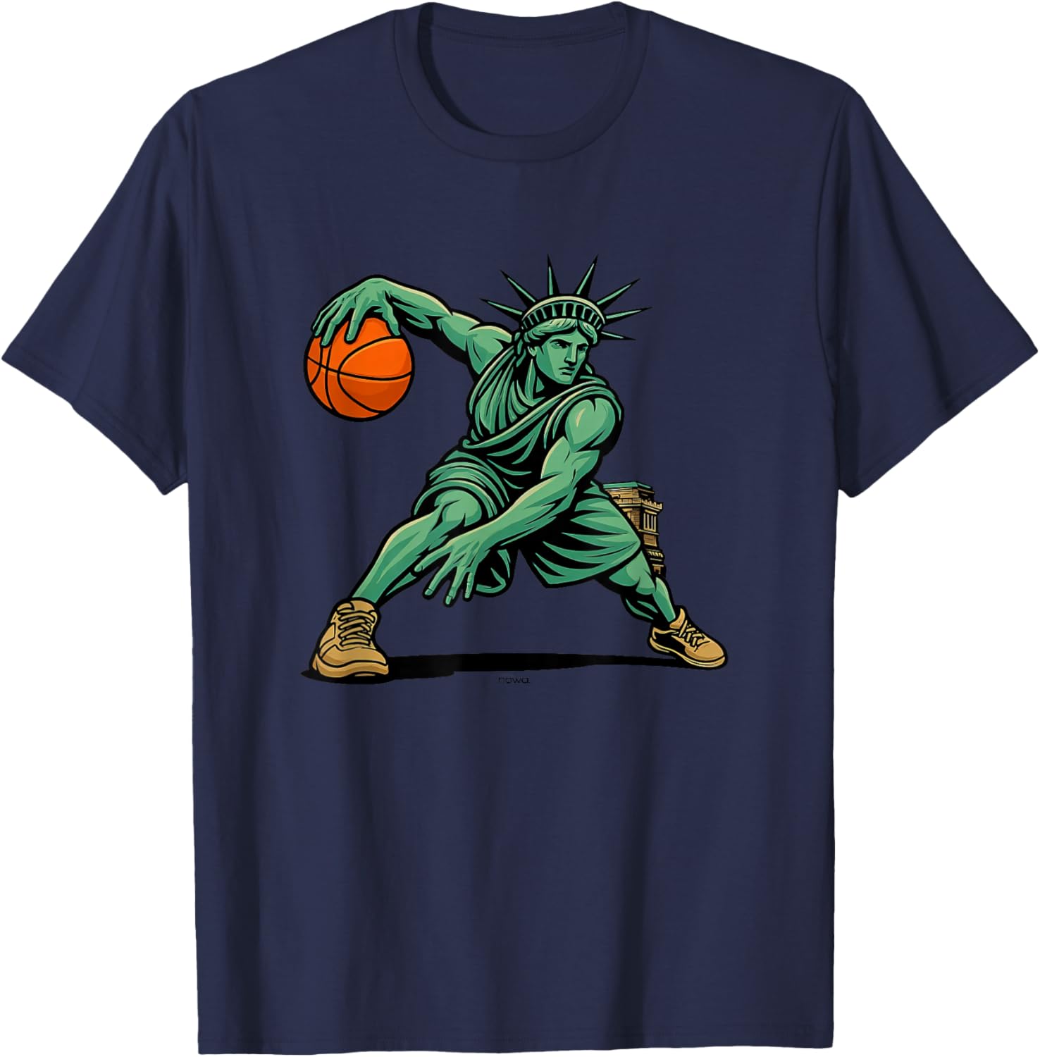 Lady Liberty Basketball - Crazy Crossover Comic T-Shirt - T-Shirt | Navy
