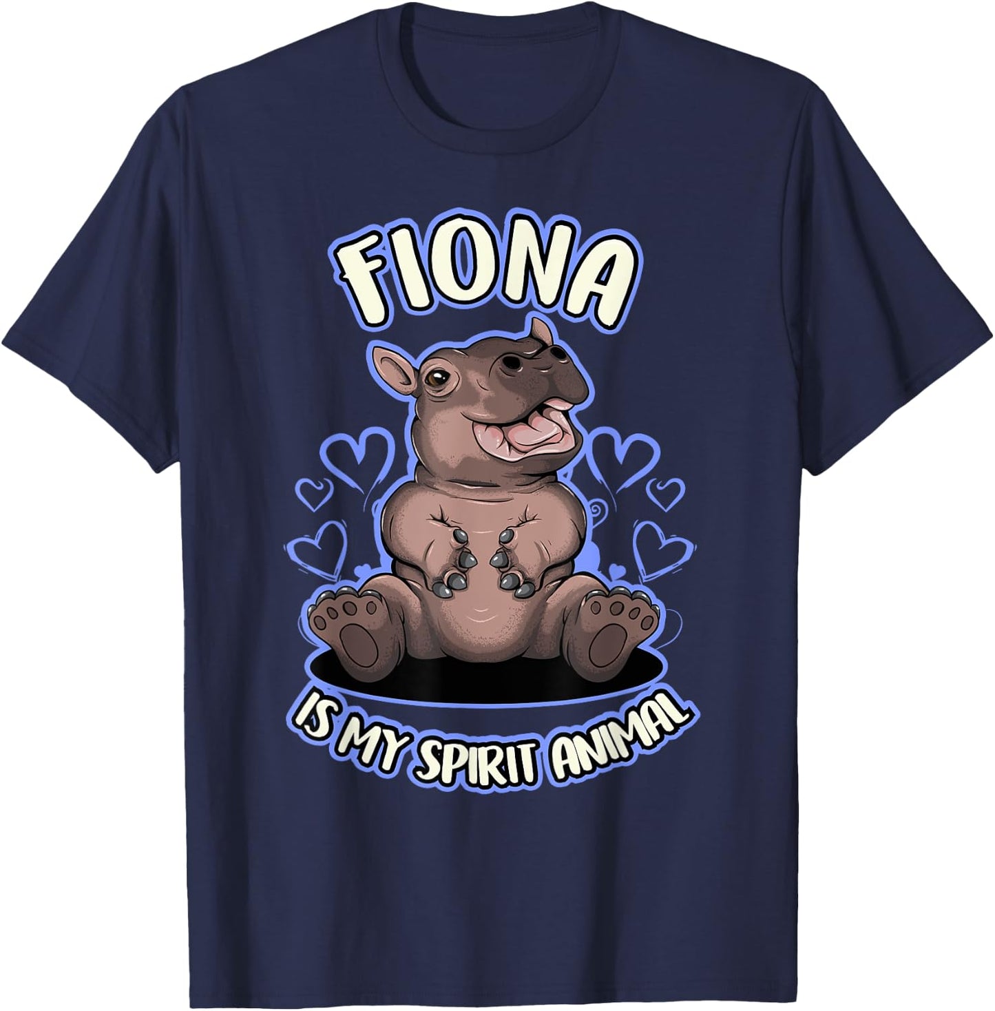 Fiona The Hippo Spirit Animal Shirt #TeamFiona Baby Hippo T-Shirt - T-Shirt | Navy