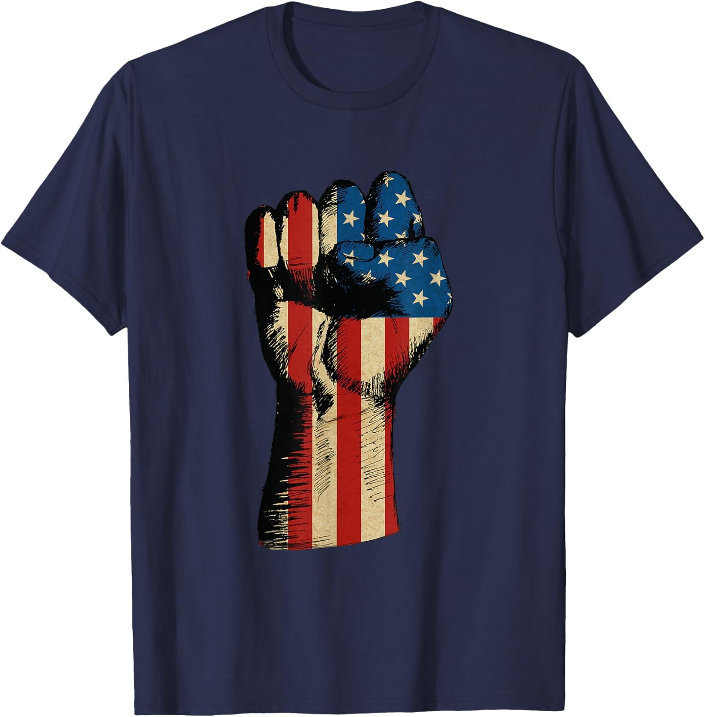 Patriotic Fist USA Flag T-Shirt - T-Shirt | Navy