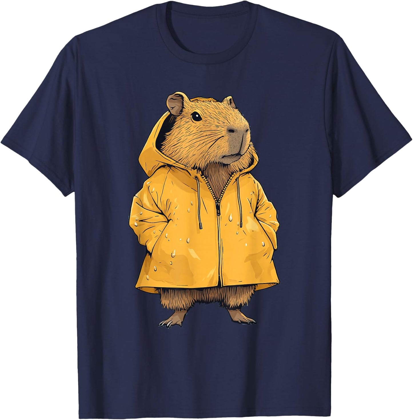 Capybara Wearing A Raincoat T-Shirt - T-Shirt | Navy