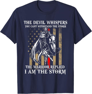 I Am The Storm Shirt Devil Whispersl Knight Templar US Flag T-Shirt - T-Shirt | Navy