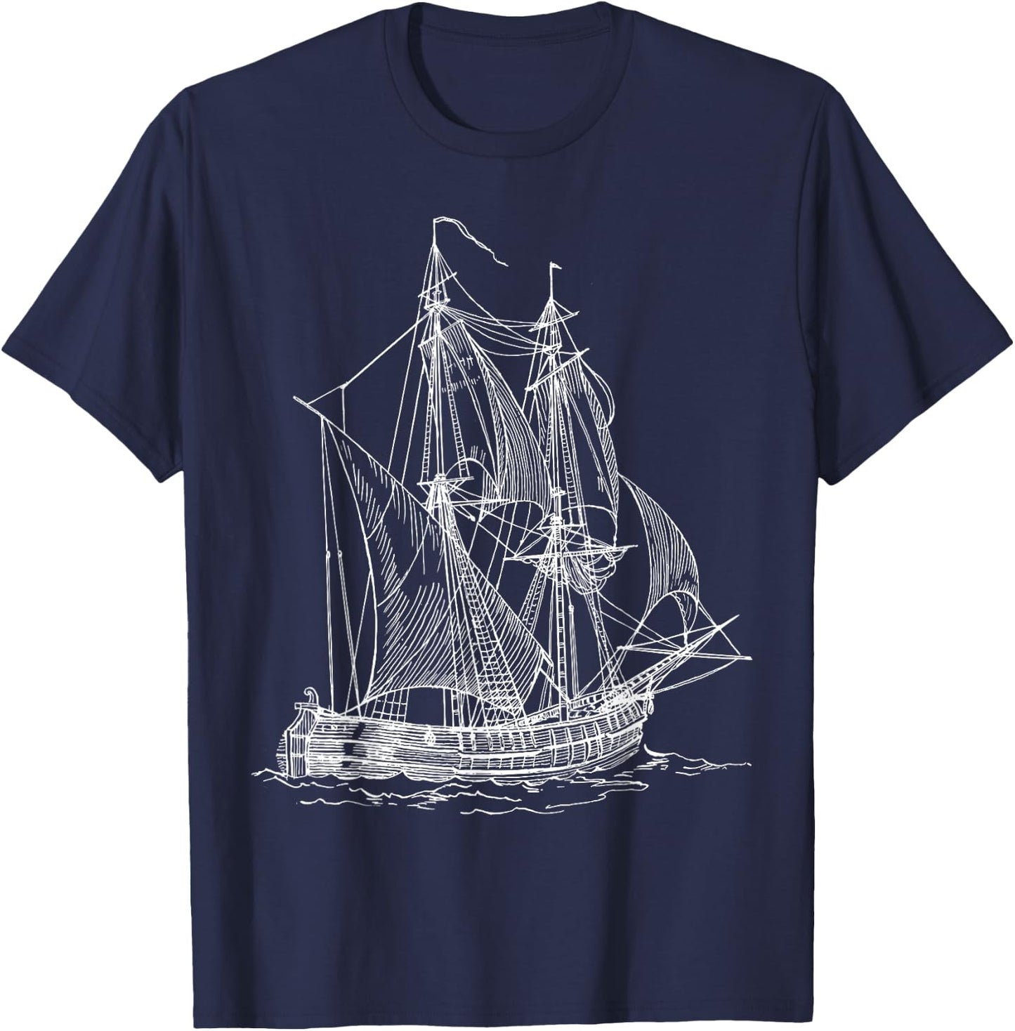 Vintage Pirate Ship Retro Nautical Boat Captain T-Shirt - T-Shirt | Navy