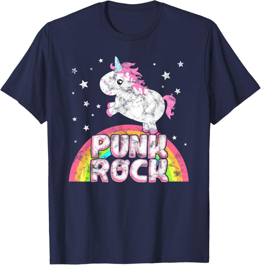 Funny Ironic Cool Unicorn Punk Rock Music Festival Shirt T-Shirt - T-Shirt | Navy