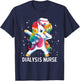 Dabbing Unicorn Funny Dialysis Nurse T-Shirt - T-Shirt | Navy