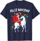 Santa Riding Unicorn Spanish Christmas Gift Feliz Navidad T-Shirt - T-Shirt | Navy