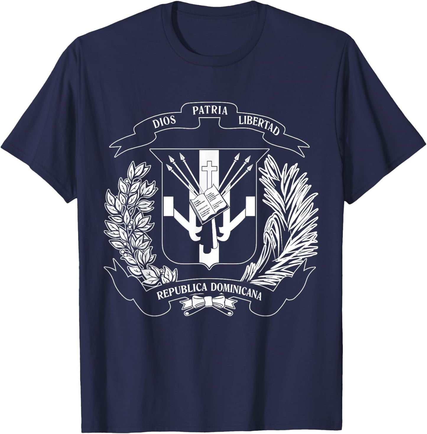 Coat of Arms Bandera Republica Dominicana Dominican Flag T-Shirt - T-Shirt | Navy