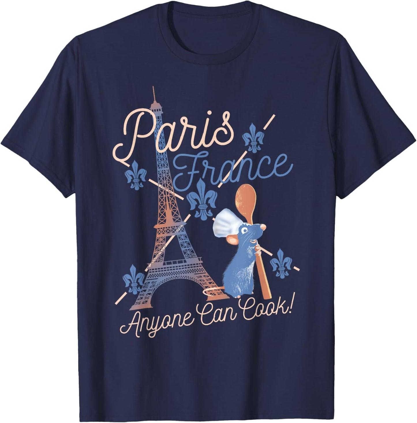 Disney Pixar Ratatouille Remy Paris France Poster Small T-Shirt - T-Shirt | Navy
