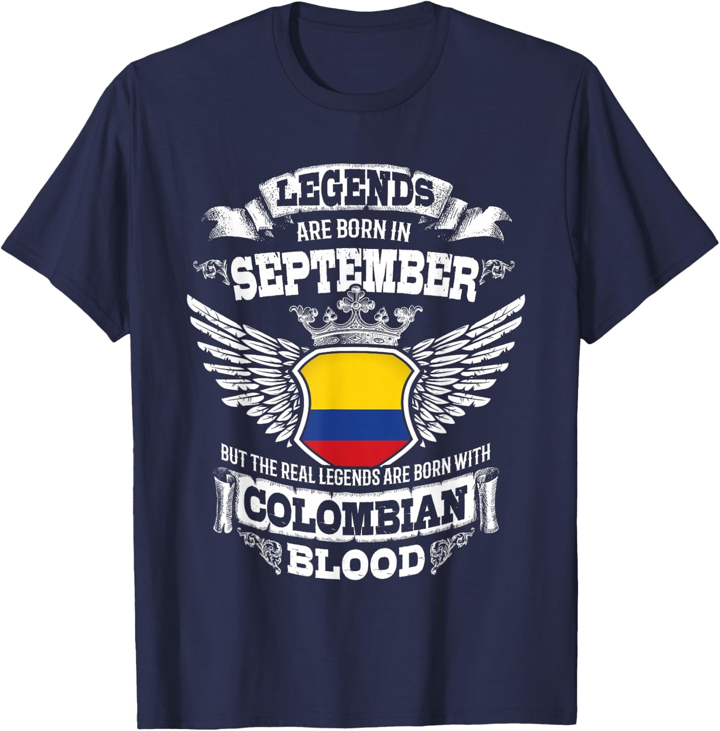 Colombia Colombian Flag Colombians Birthday September Gift T-Shirt - T-Shirt | Navy