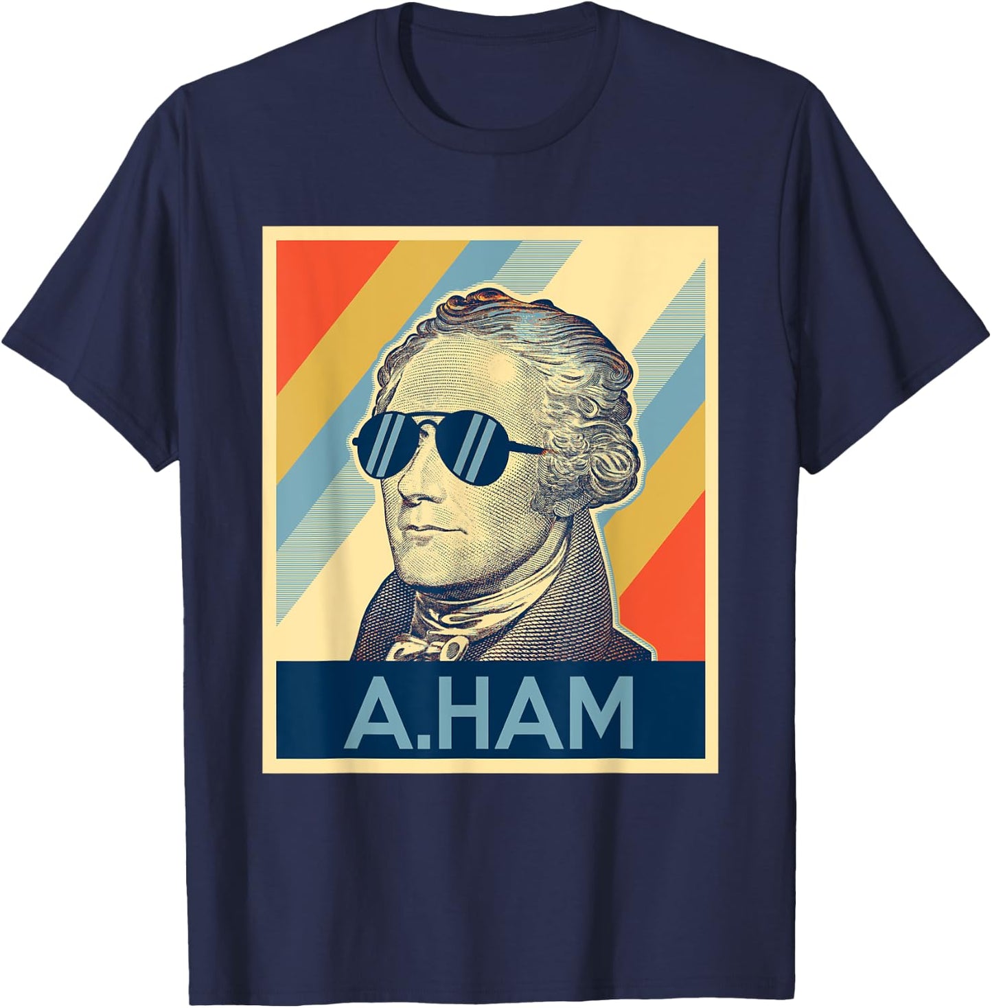 Hamilton wearing sunglasses T-Shirt - T-Shirt | Navy