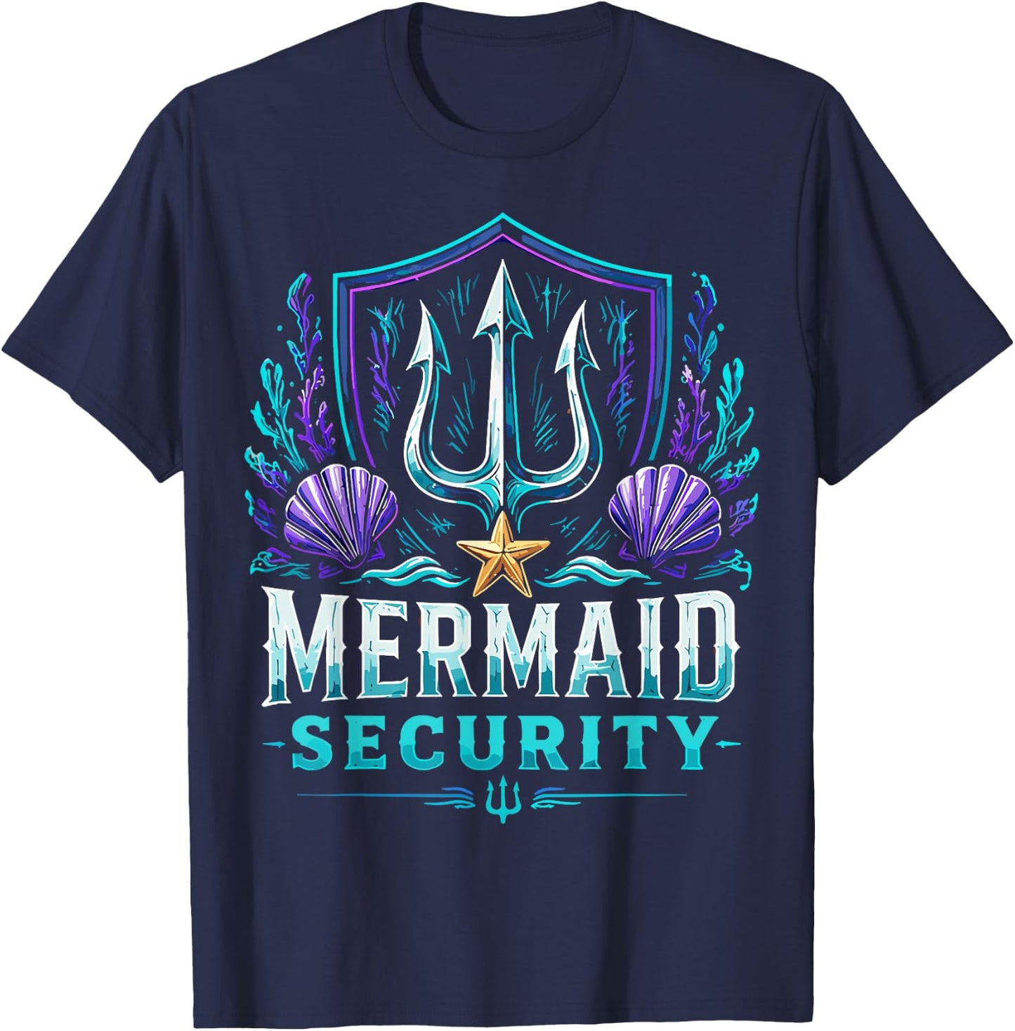 Funny Dad Mermaid Security T-Shirt - T-Shirt | Navy