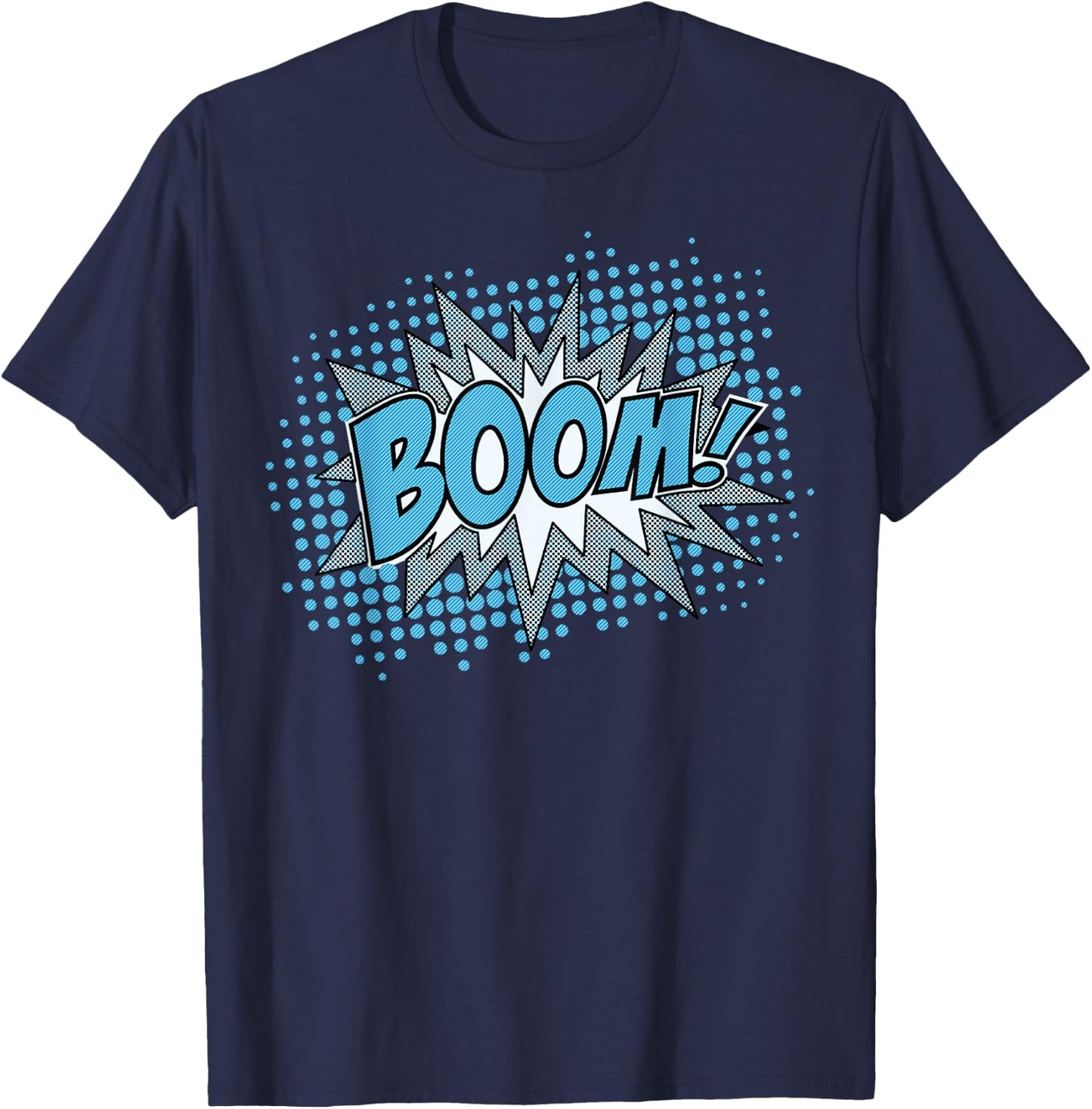 Comic Boom Bang Pow Kaboom Explosion Speech Bubble Vintage T-Shirt - T-Shirt | Navy