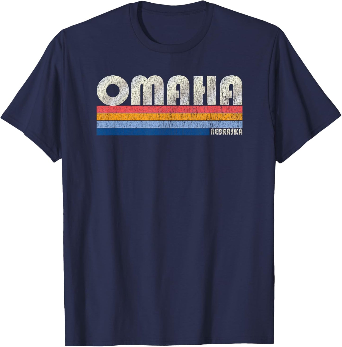 Vintage 70s 80s Style Omaha NE T-Shirt - T-Shirt | Navy