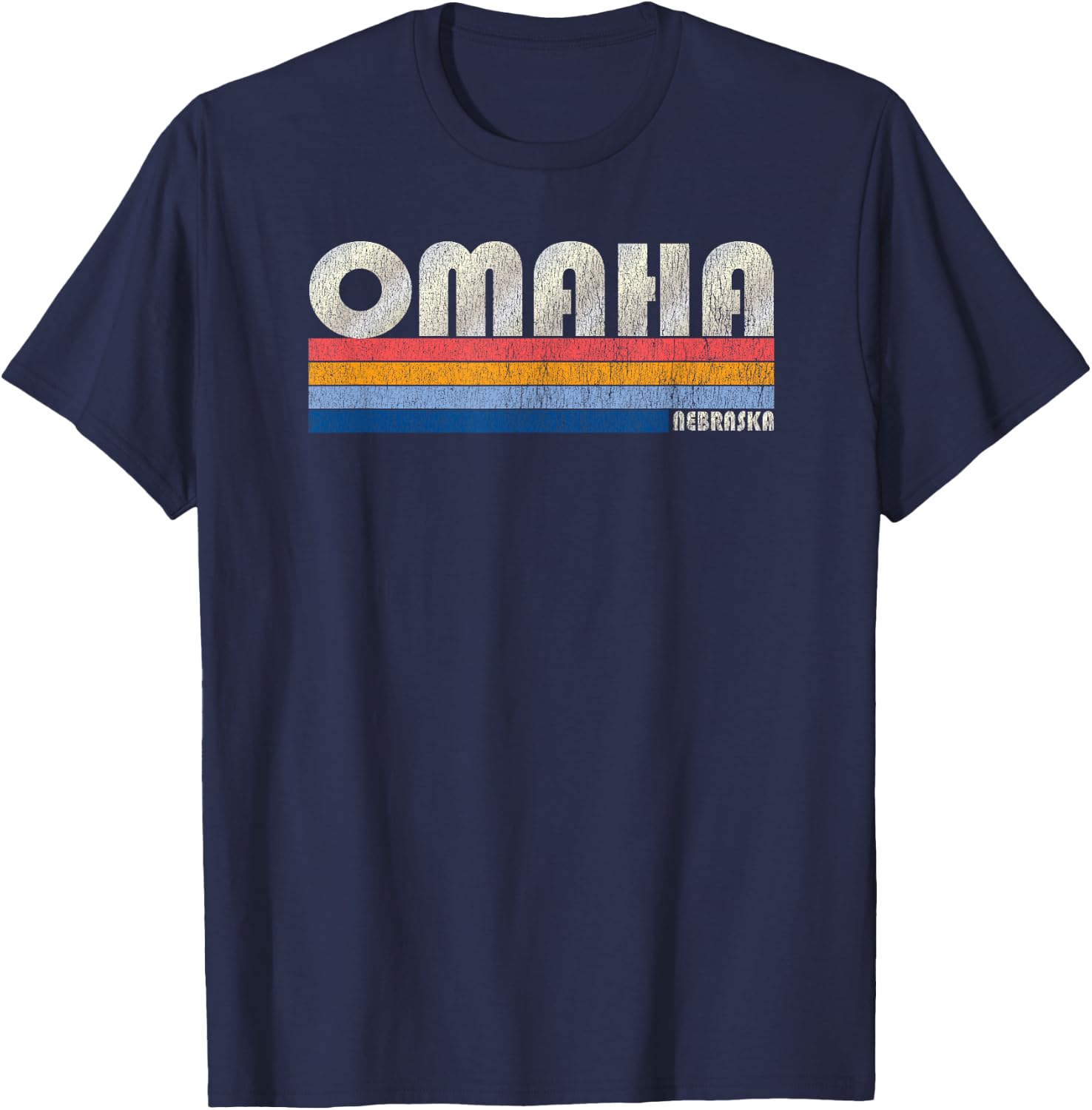 Vintage 70s 80s Style Omaha NE T-Shirt - T-Shirt | Navy