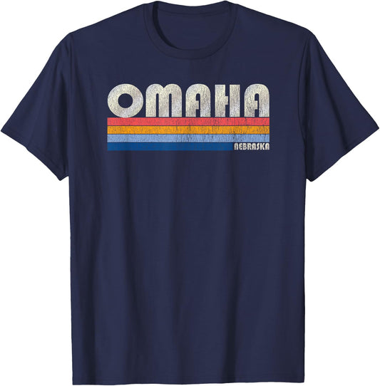 Vintage 70s 80s Style Omaha NE T-Shirt - T-Shirt | Navy