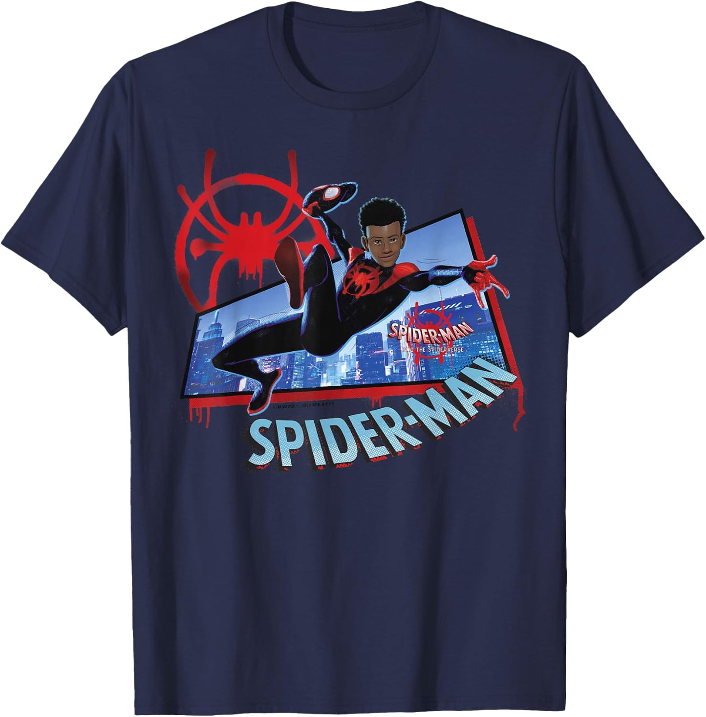 Marvel Spider-Man Into The Spider-Verse Miles Kick T-Shirt - T-Shirt | Navy