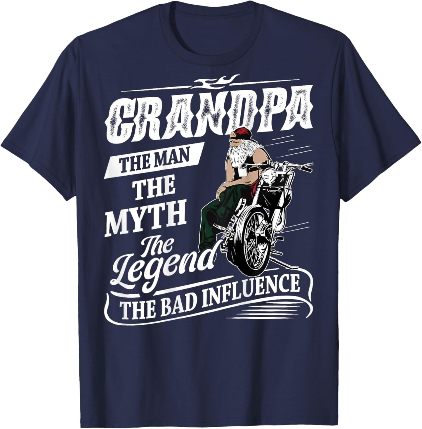 Biker Grandpa The Man Myth Legend Motorcycle Old Biker T-Shirt - T-Shirt | Navy