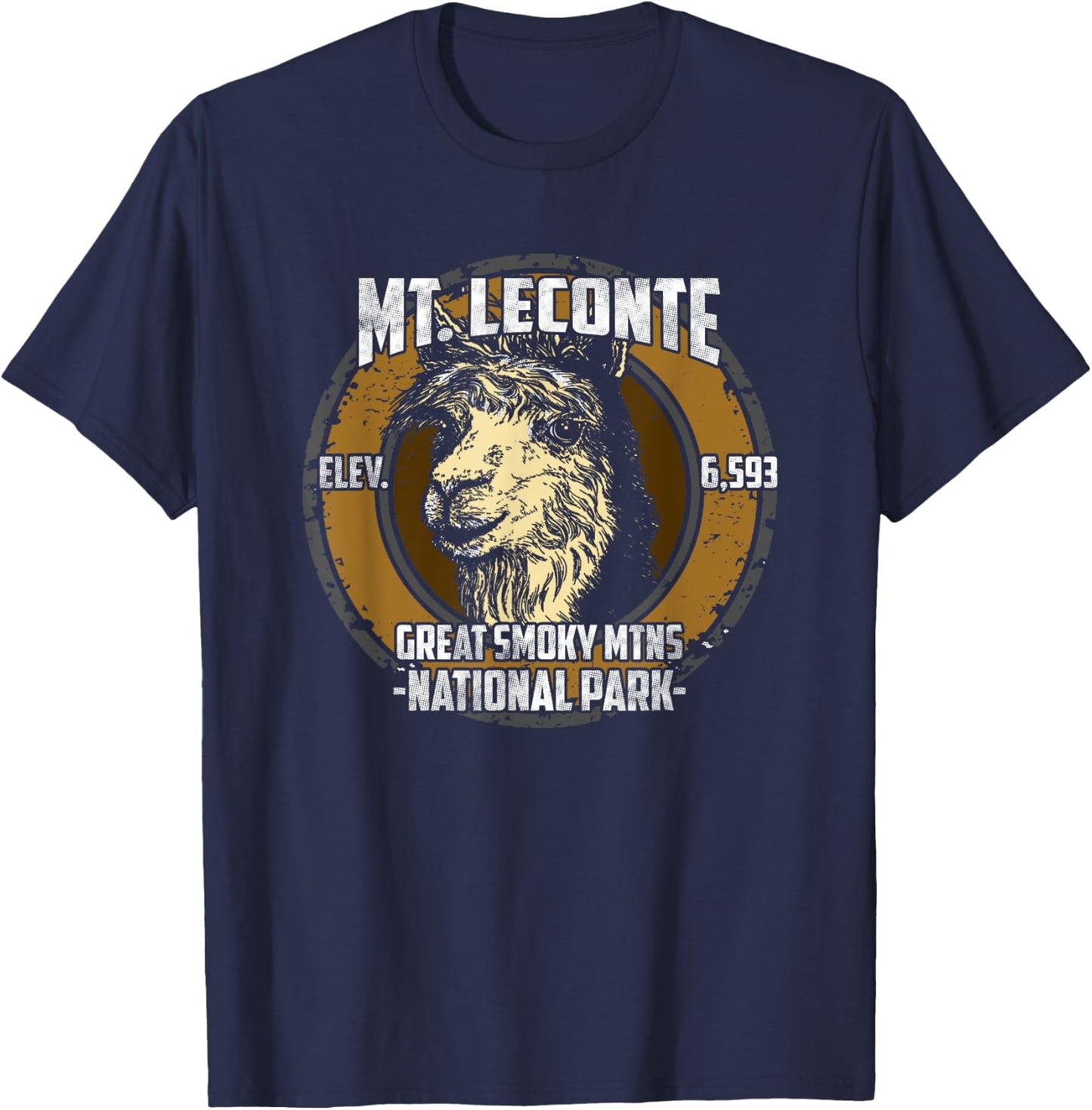 Mount Mt LeConte Llama Alpaca Smoky Mountains T Shirt T-Shirt - T-Shirt | Navy
