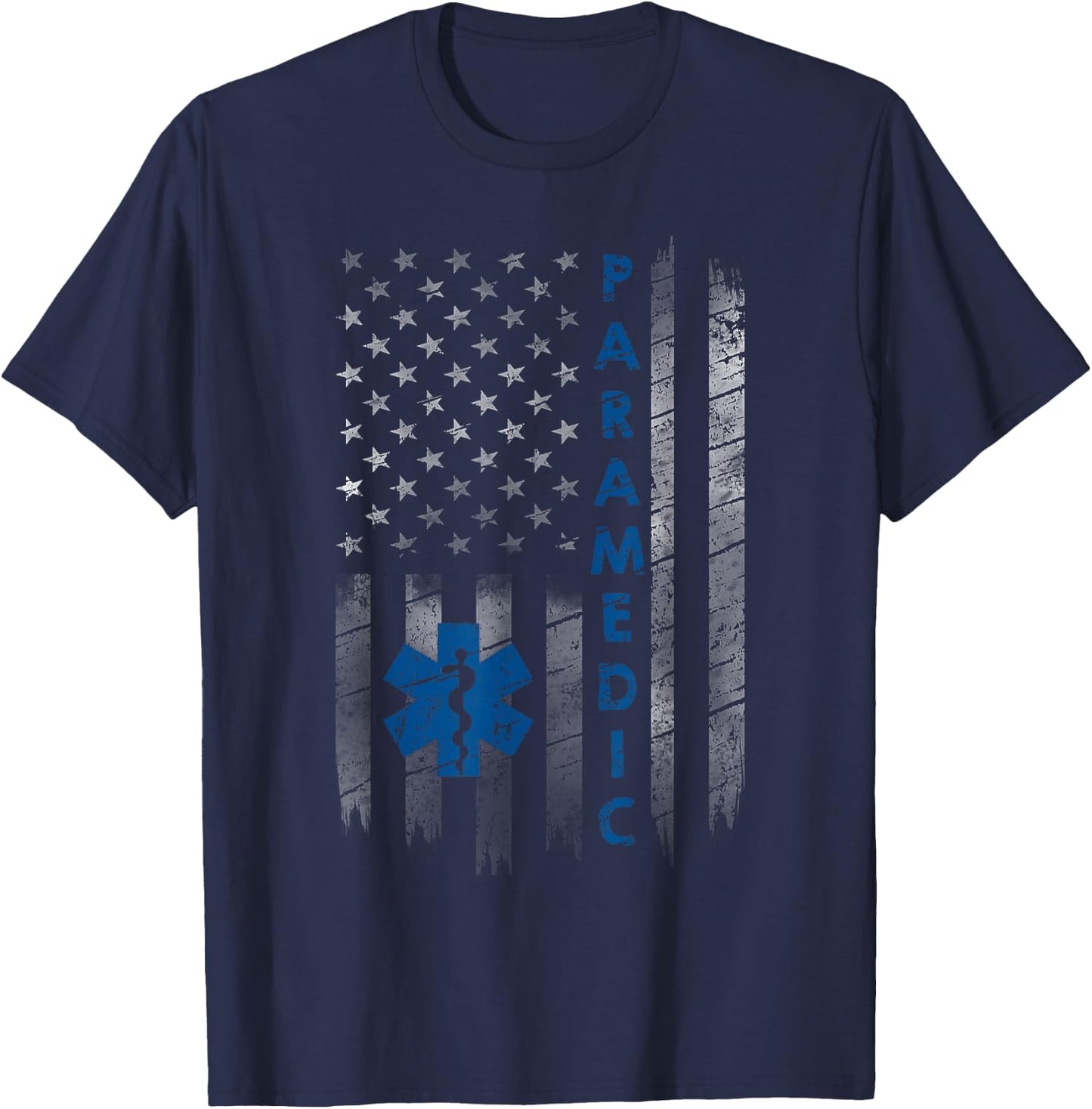 Vintage Paramedic American Flag USA Shirt EMS EMT Paramedic T-Shirt - T-Shirt | Navy
