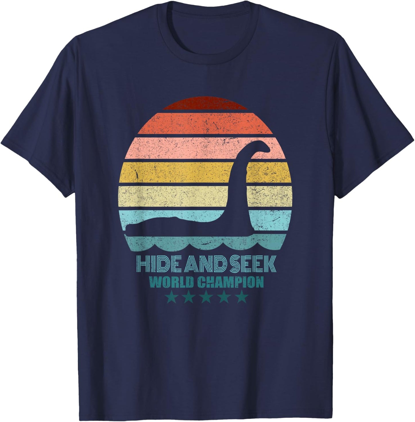 Nessie Hide And Seek Shirt - Lochness Monster T-Shirt - T-Shirt | Navy