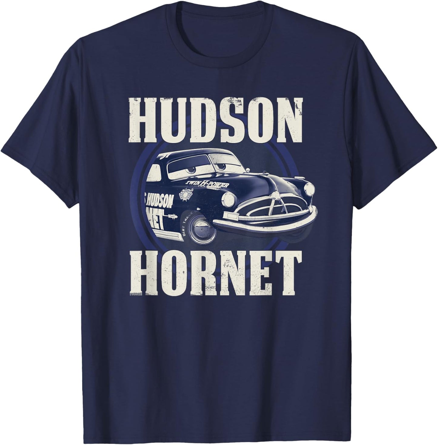 Disney Pixar Cars Hudson Hornet Vintage Race Car Badge T-Shirt - T-Shirt | Navy