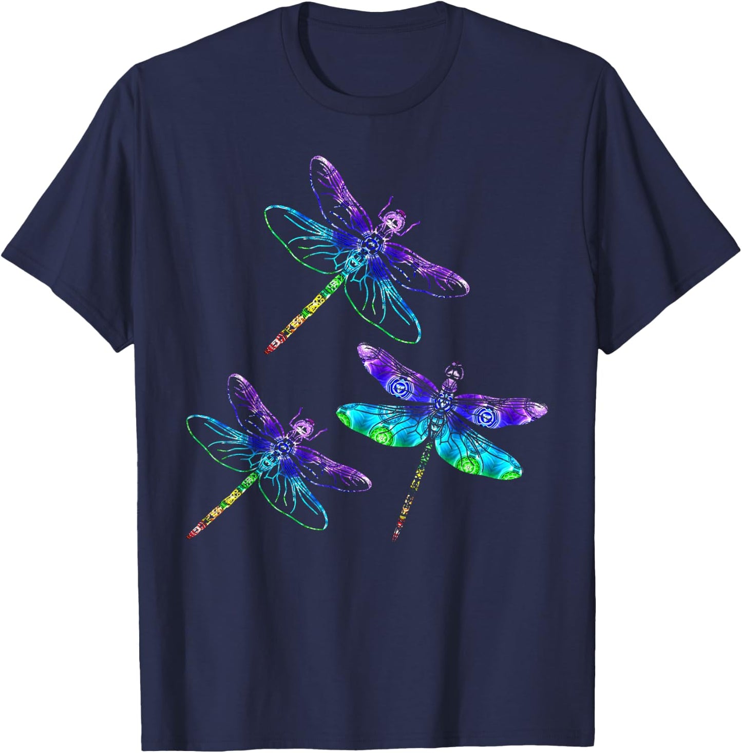 Wrinkled Hippie Dragonfly Gift Spirit Animal Chakra Color Dragonflies T-Shirt - T-Shirt | Navy