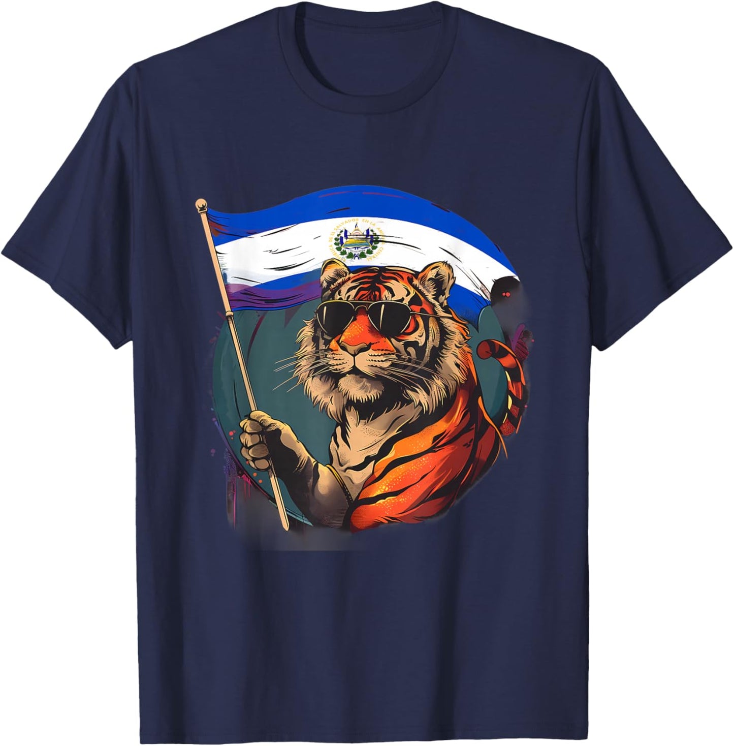 El Salvadorian Pride El Salvador Tiger El Salvadorian Roots T-Shirt - T-Shirt | Navy