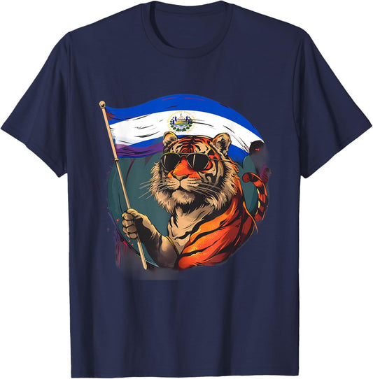 El Salvadorian Pride El Salvador Tiger El Salvadorian Roots T-Shirt - T-Shirt | Navy