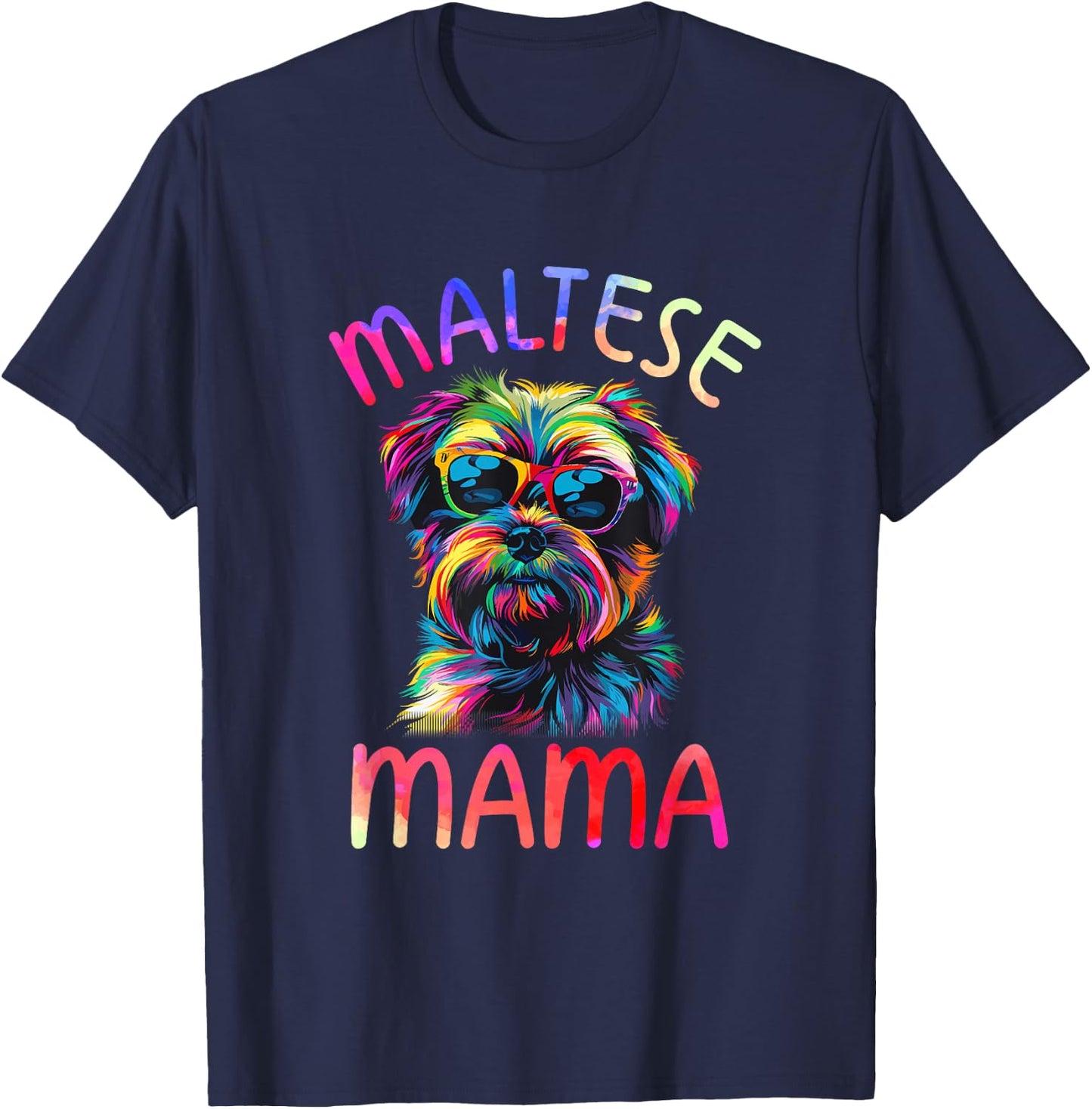 Maltese Dog Mom Mama Pop Art Maltese Dog Lovers T-Shirt - T-Shirt | Navy