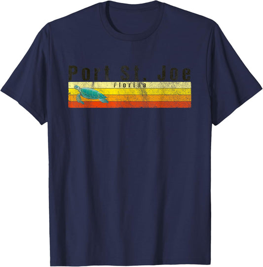 Port St. Joe, FL Vintage Beach Style Sea Turtle T-Shirt - T-Shirt | Navy
