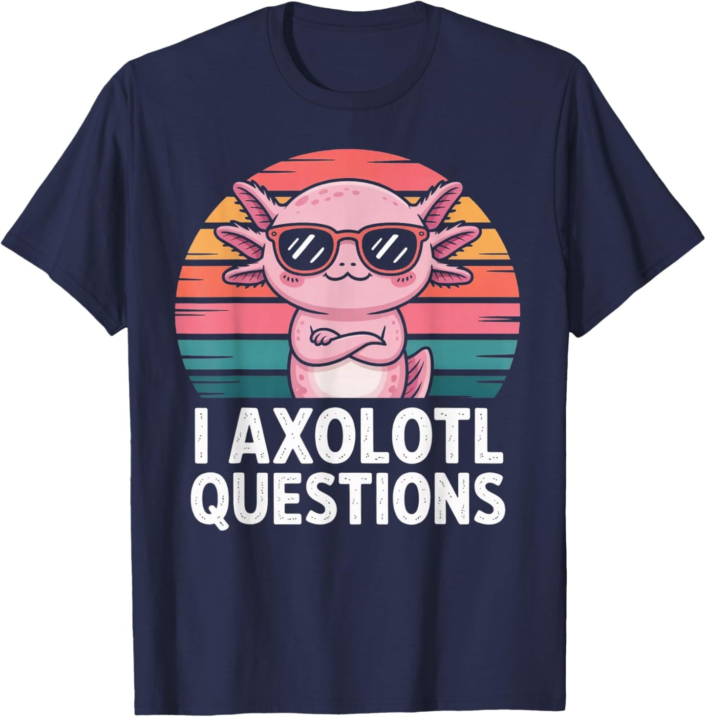 Cute Axolotl Pun Retro Vintage T-Shirt - T-Shirt | Navy