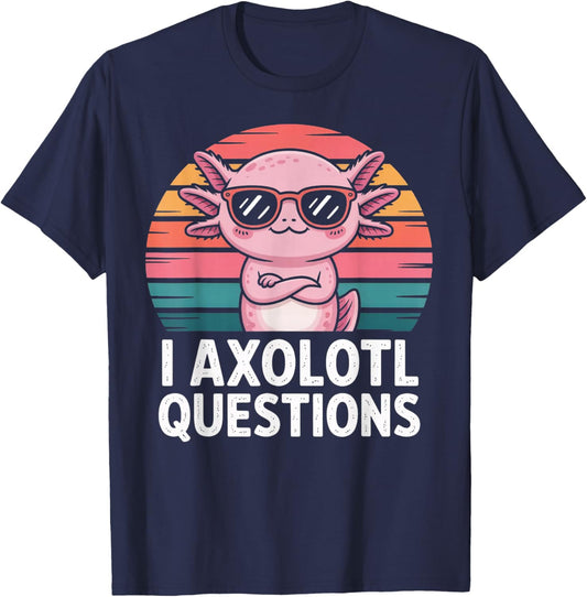 Cute Axolotl Pun Retro Vintage T-Shirt - T-Shirt | Navy