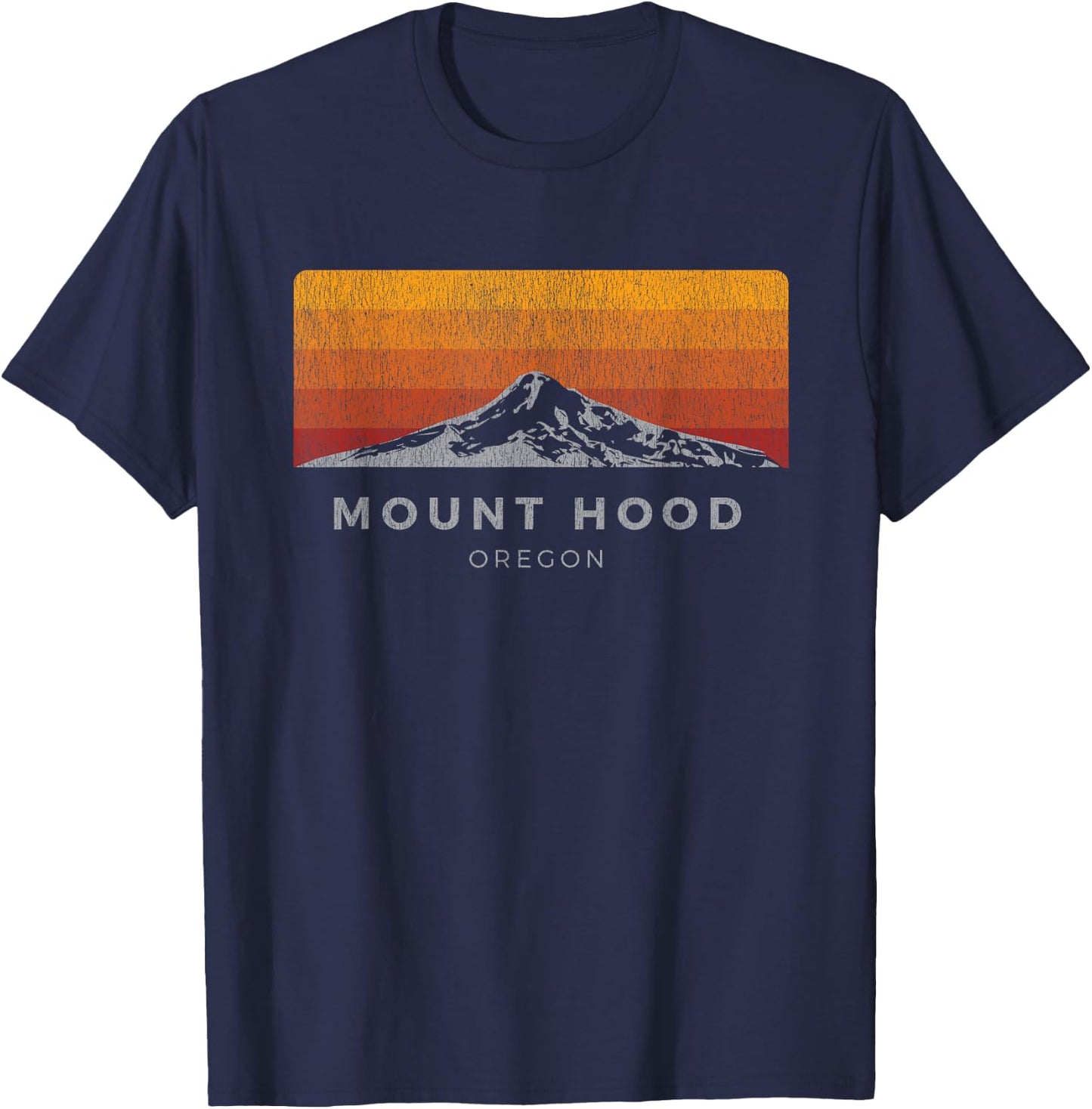 Distressed Mt Hood Oregon Sunrise Shirt T-Shirt - T-Shirt | Navy