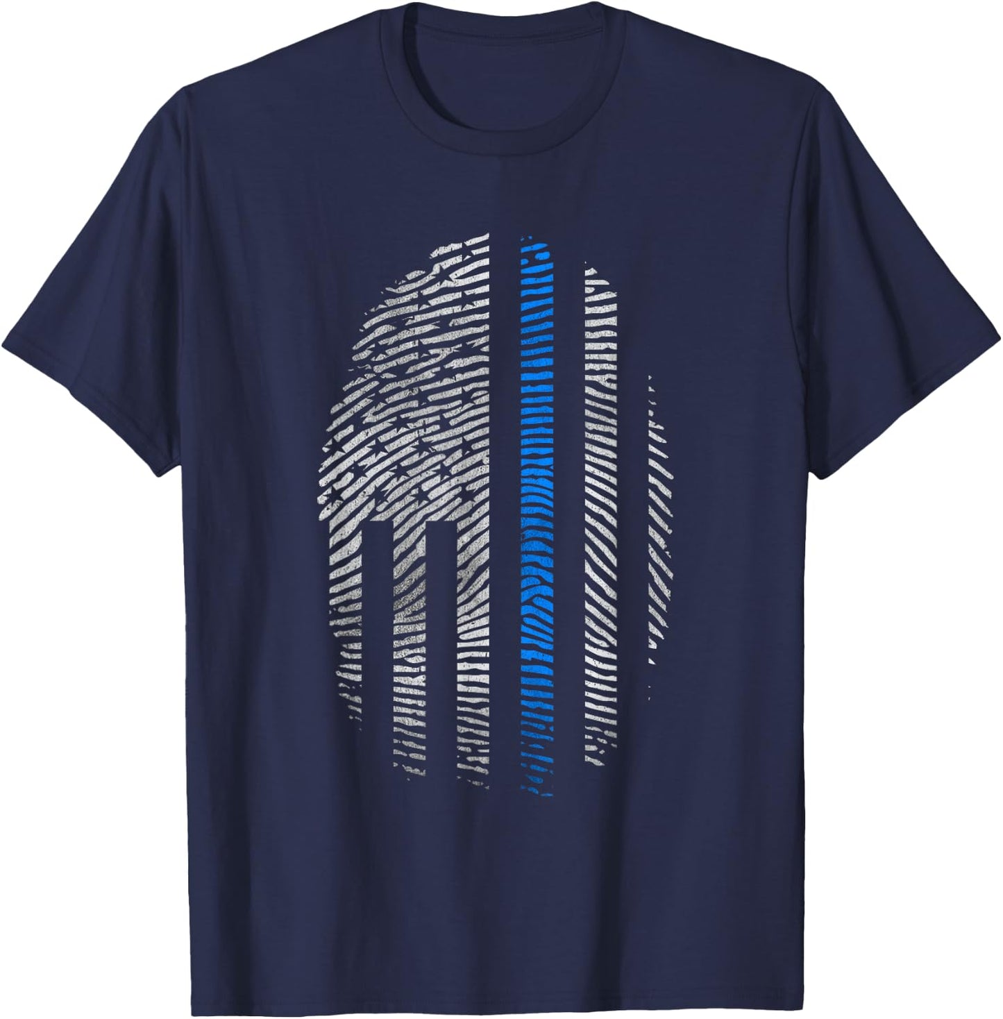 Law Enforcement Blue Line USA Flag Fingerprint T-Shirt - T-Shirt | Navy