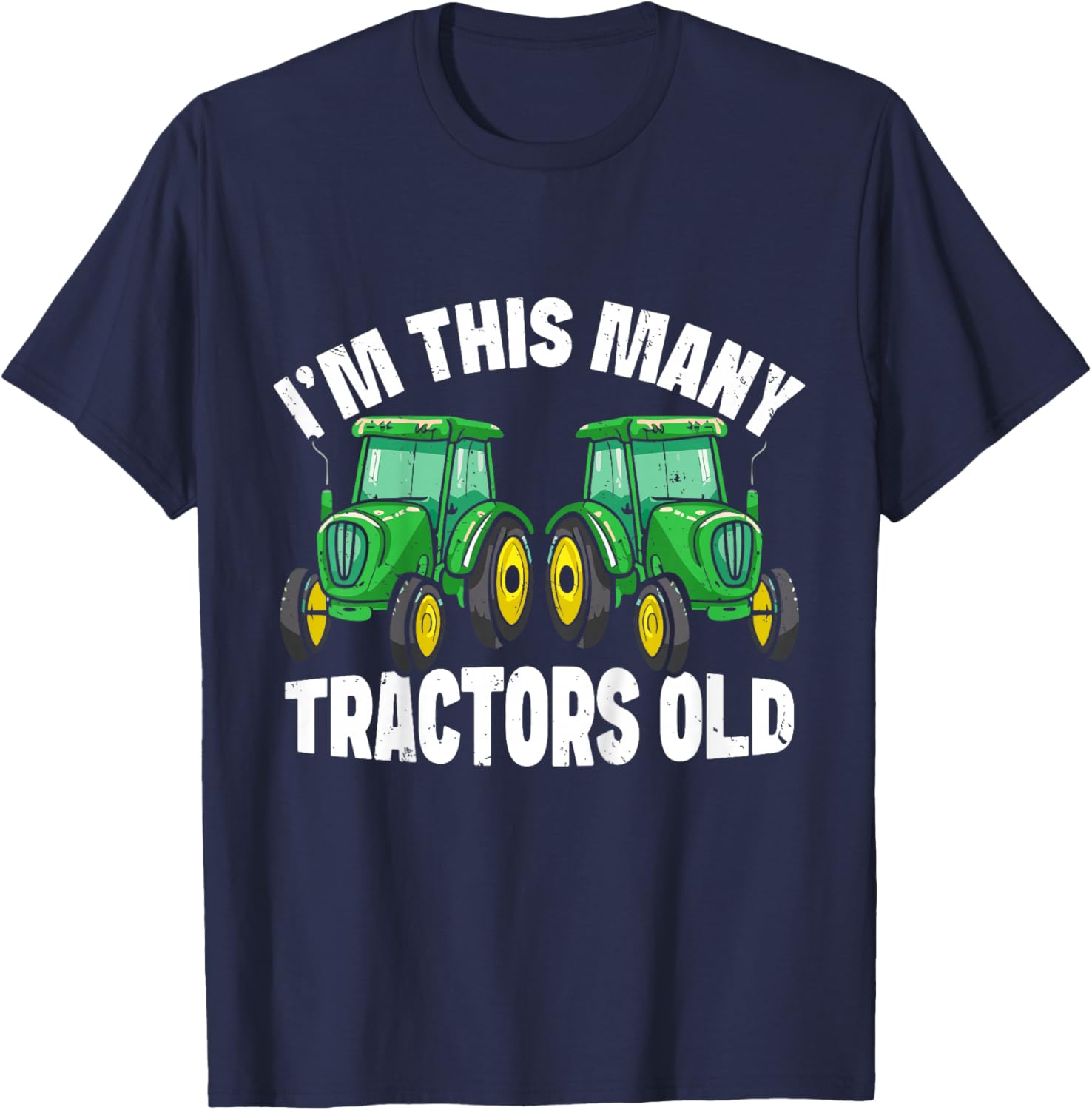 2nd Birthday Im This Many Tractors Old 2 Toddler Boys Kids T-Shirt - T-Shirt | Navy