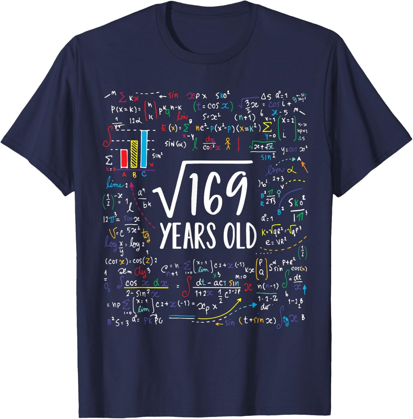 Square Root of 169 13th Birthday 13 Year Old Gifts Math Bday T-Shirt - T-Shirt | Navy