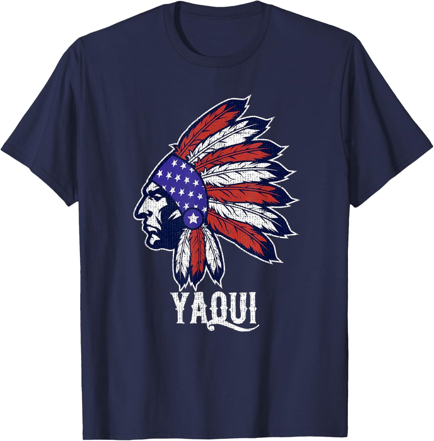 Yaqui Native American Flag Pride Headdress Men T-Shirt - T-Shirt | Navy