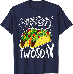 Taco Twosday Shirt 2 Two Year Old Boy Girl Birthday Gift T-Shirt - T-Shirt | Navy