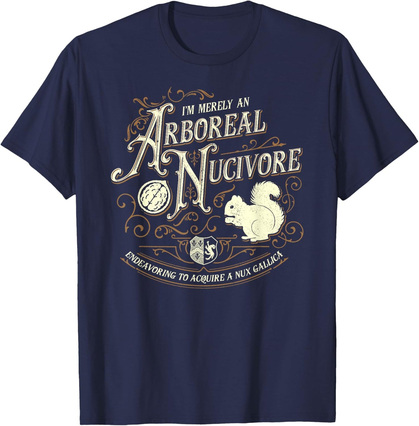 I'm Merely An Arboreal Nucivore - Grandiloquent Mercantile T-Shirt - T-Shirt | Navy