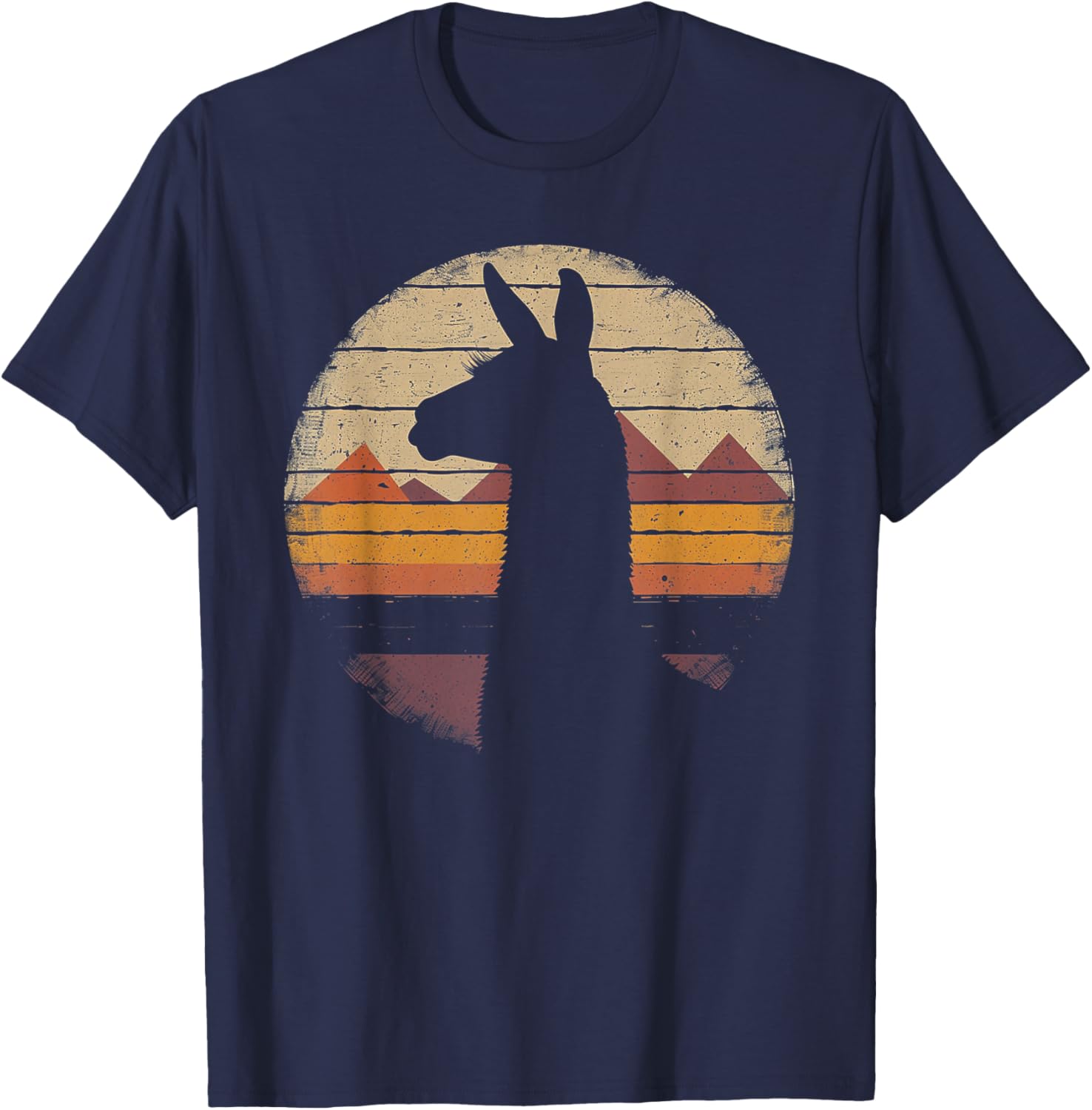 Llama Alpaca - Retro 70s 80s Graphic Vintage Men Women Kids T-Shirt - T-Shirt | Navy