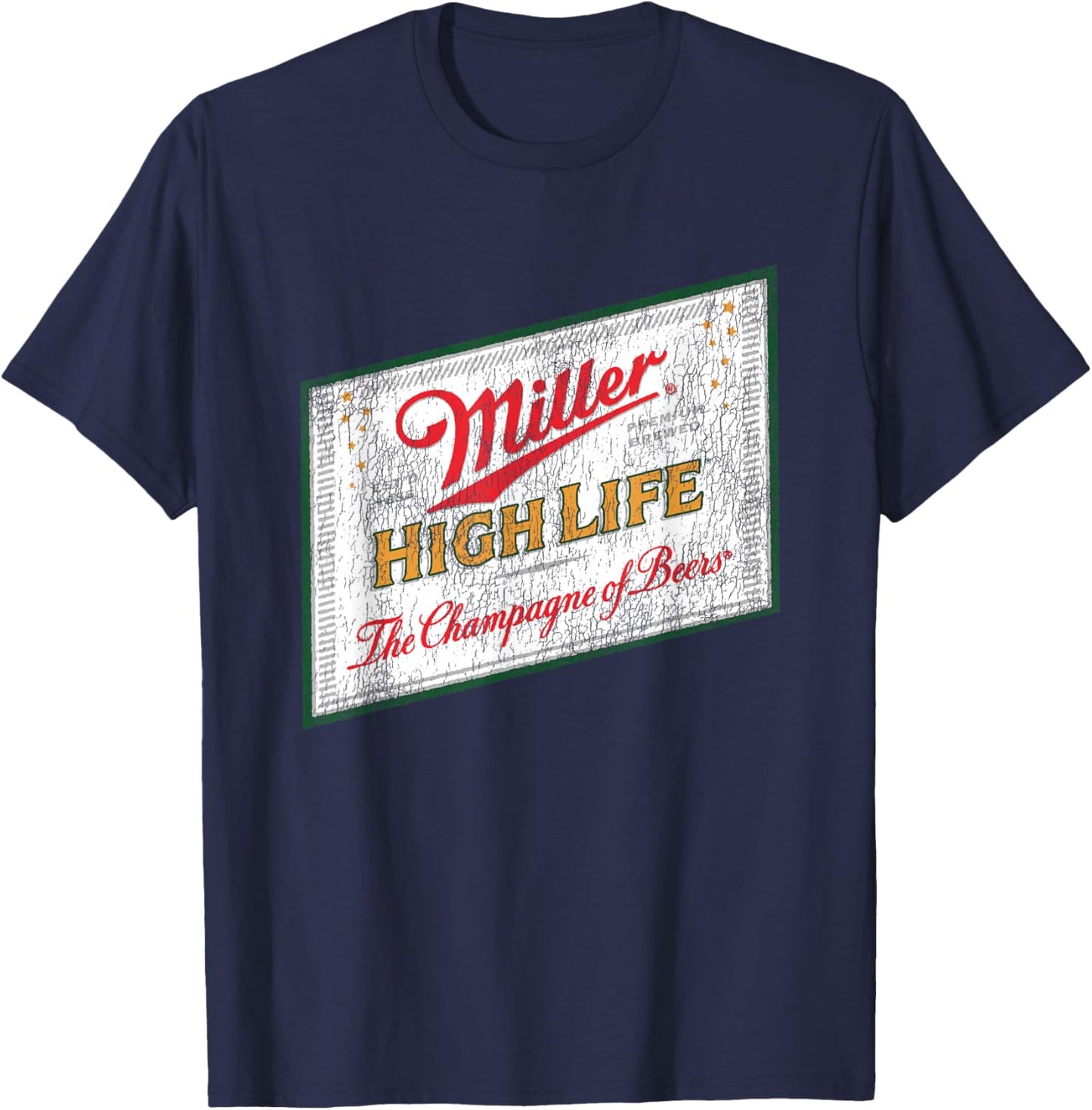 Miller High Life Champagne Of Beer Vintage Label T-Shirt - T-Shirt | Navy