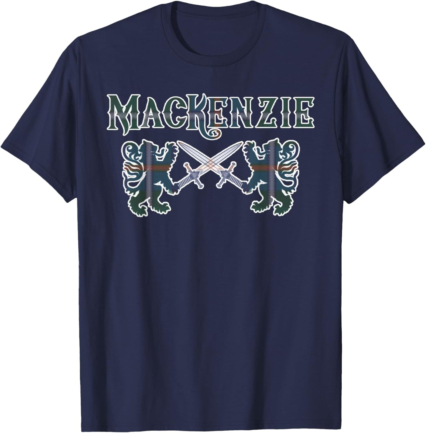 Clan MacKenzie Scottish Family Kilt Tartan Lion T-Shirt - T-Shirt | Navy