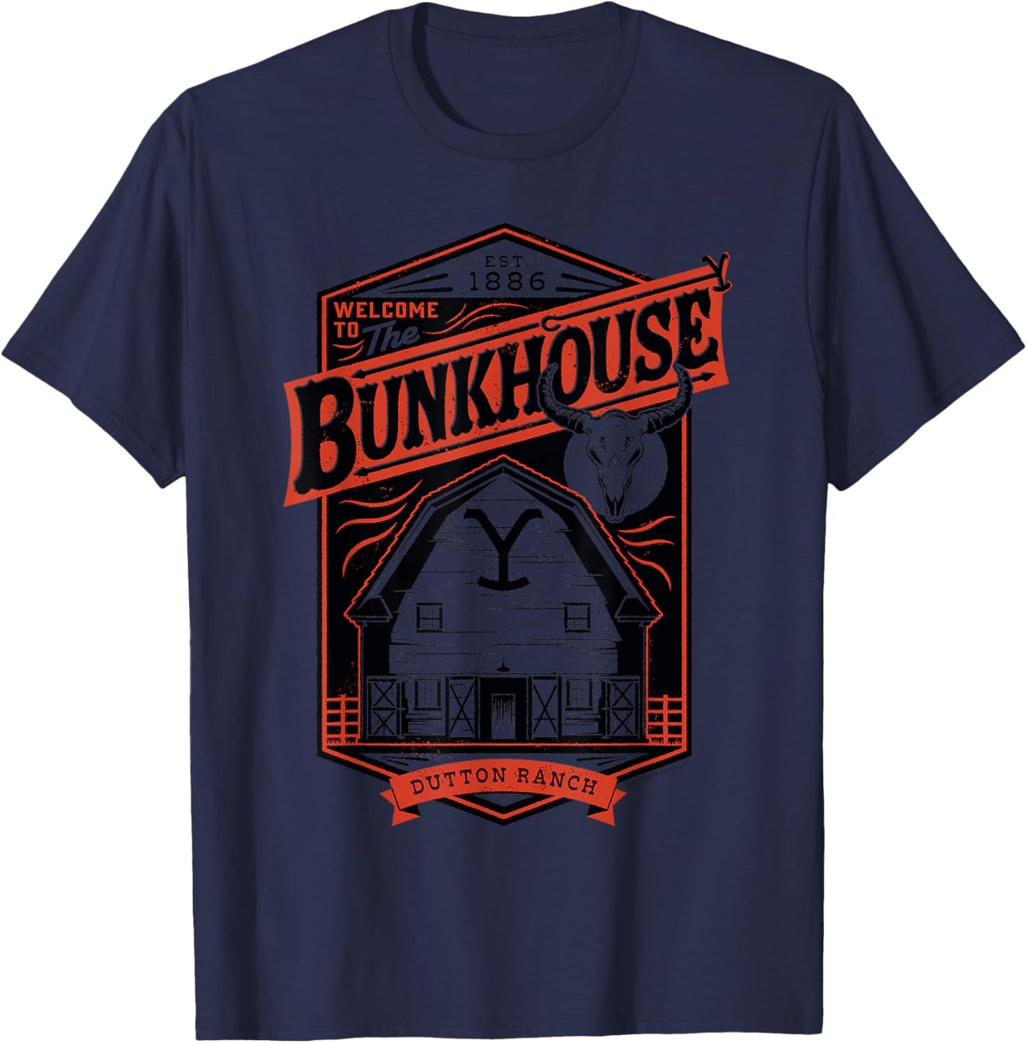 Official Yellowstone - The Bunkhouse Dutton Ranch T-Shirt - T-Shirt | Navy